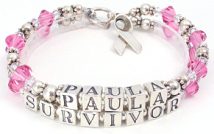 Cancer Bracelet 2 strand Pink crystals