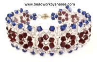 Patriotic Jewelry - Bracelet floral pattern with swarovski crystals