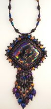 Purple Iris & Copper Cabochon Necklace